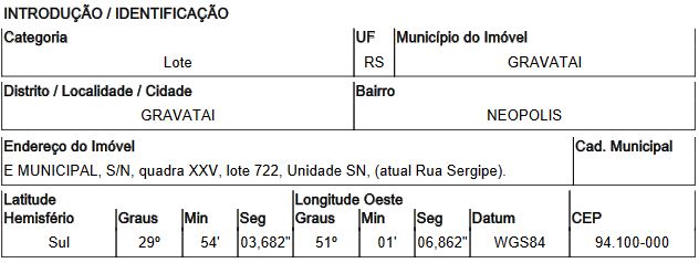 Terreno - Venda, NEOPOLIS, GRAVATAI, RS